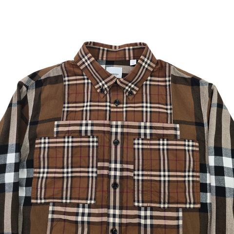 Burberry Patchwork Nova Check Long Sleeve Shirt Men's Medium