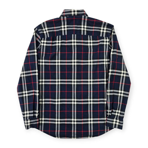 Burberry Spellout Check Pattern Long Sleeve Shirt Men's Medium
