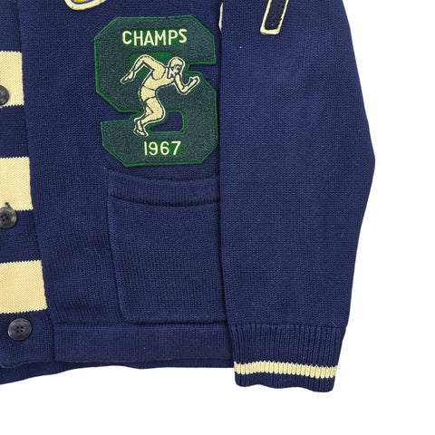 Polo Ralph Lauren Varsity Patch Letterman Knitted Cardigan Blue Men's XL