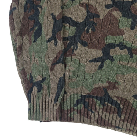 Polo Ralph Lauren Tiger Cable Knit Camouflage Cricket Jumper Men's XL