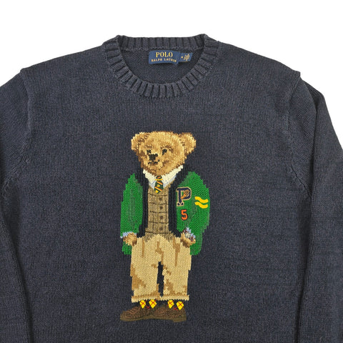 Polo Ralph Lauren Bear Knitted Jumper Blue Men's Medium