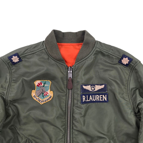 Polo Ralph Lauren Reversible Military Patch Flight Bomber Jacket Men's Medium