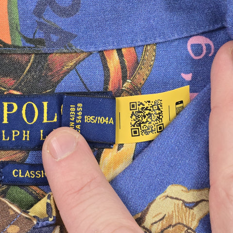 Polo Ralph Lauren Classic Fit Equestrian Print Camp Shirt Long Sleeve Men's