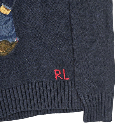 Polo Ralph Lauren USA Flag Bear Knitted Jumper Blue Women's Small
