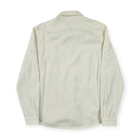 Stone Island 2019 Corduroy Compass Logo Overshirt White Men's Medium