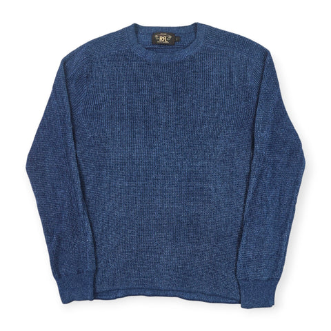 RRL Ralph Lauren Waffle Knitted Jumper Blue Men's Large