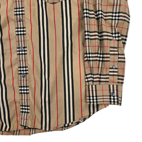 Burberry Patchwork Nova Check Long Sleeve Shirt Men's Large
