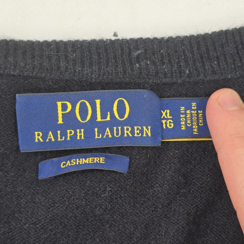 Polo Ralph Lauren Bow Tie Dog Cashmere Knitted Jumper Black Men's XL