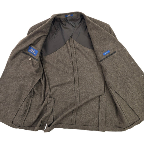 Polo Ralph Lauren Wool Herringbone Single Breasted Blazer Brown Men's Size 44R