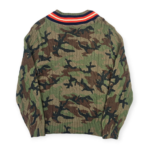 Polo Ralph Lauren Tiger Cable Knit Camouflage Cricket Jumper Men's XL