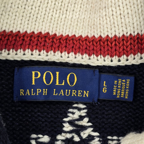 Polo Ralph Lauren USA Flag Shawl Knitted Cardigan Men's Large