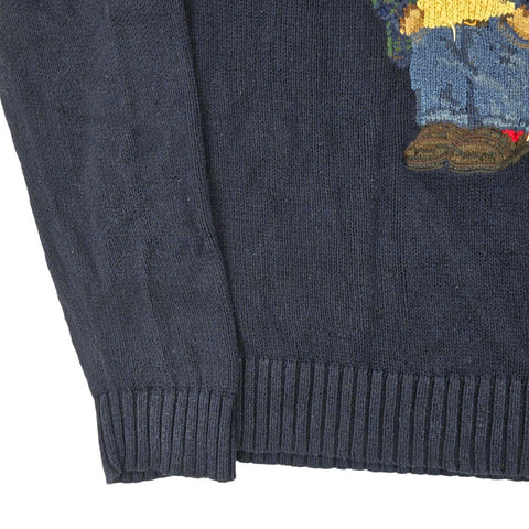 Polo Ralph Lauren Bear Knitted Jumper Blue Men's Large