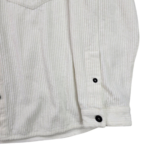 Stone Island 2022 Corduroy Spellout Overshirt White Men's XXL