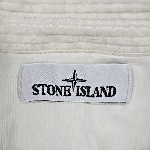 Stone Island 2019 Corduroy Compass Logo Overshirt White Men's Medium