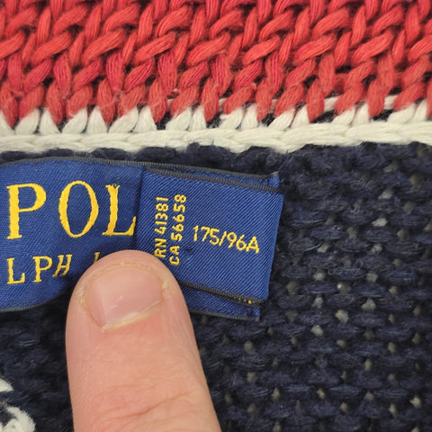 Polo Ralph Lauren USA Flag Shawl Knitted Cardigan Men's Medium