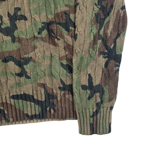 Polo Ralph Lauren Tiger Cable Knit Camouflage Cricket Jumper Men's Large