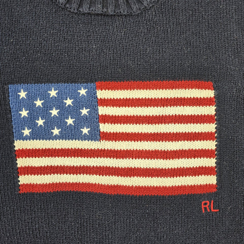Polo Ralph Lauren USA Flag Knitted Jumper Blue Men's Large