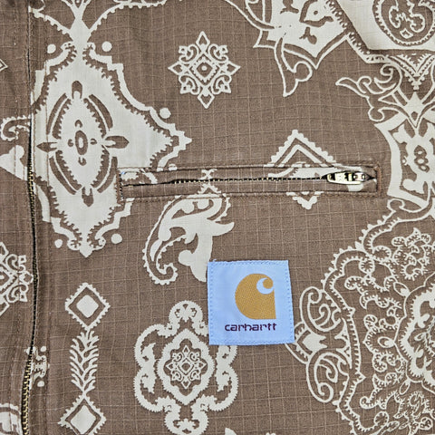 Carhartt WIP Detroit Bandana Pattern Jacket Brown Men's Large