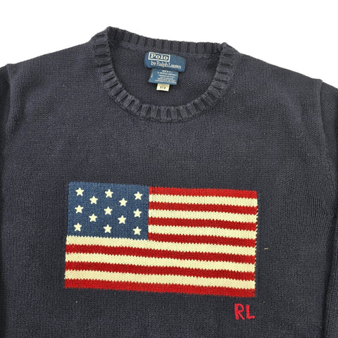 Polo Ralph Lauren USA Flag Knitted Jumper Blue Men's Large