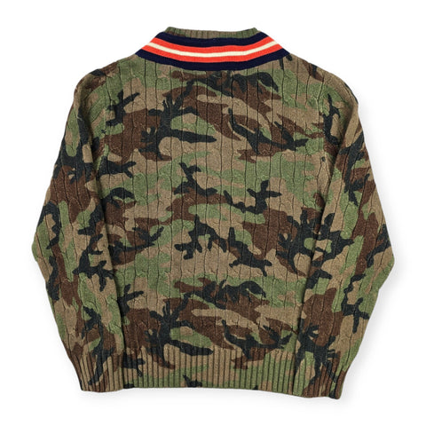 Polo Ralph Lauren Tiger Cable Knit Camouflage Cricket Jumper Men's Medium