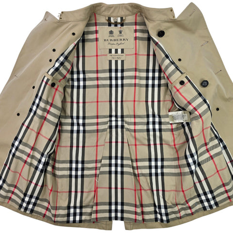Burberry Kensington Double Breasted Nova Check Trench Coat Brown Men's Large