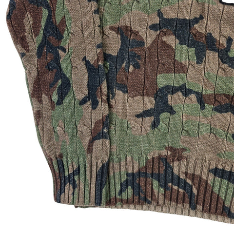 Polo Ralph Lauren Tiger Cable Knit Camouflage Cricket Jumper Men's Medium
