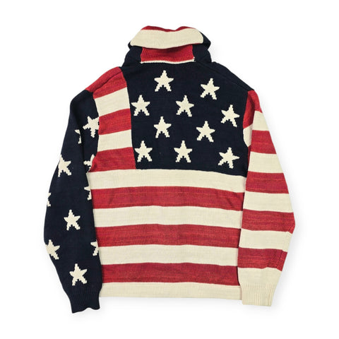 Polo Ralph Lauren USA Flag Shawl Knitted Cardigan Men's Large
