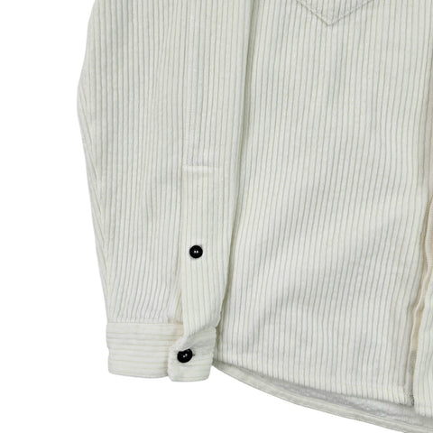 Stone Island 2019 Corduroy Compass Logo Overshirt White Men's Medium