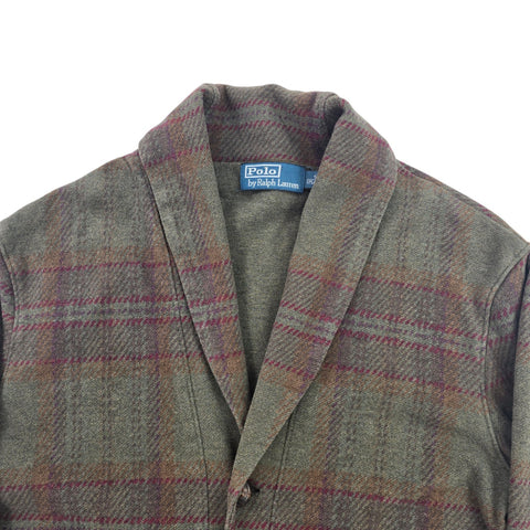 Polo Ralph Lauren Tartan Suede Elbow Patch Cardigan Men's Small