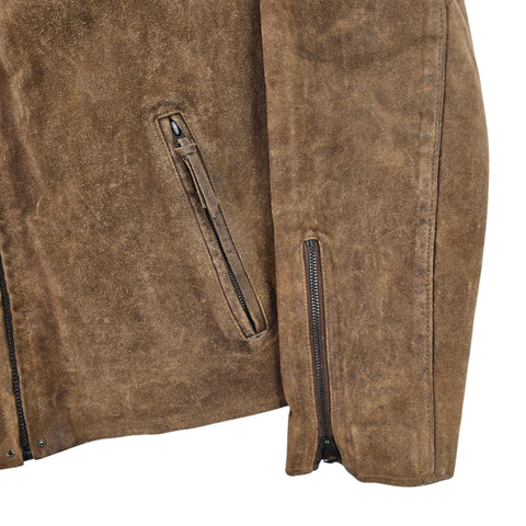 Polo Ralph Lauren Suede Cafe Racer Bomber Jacket Brown Men's XL