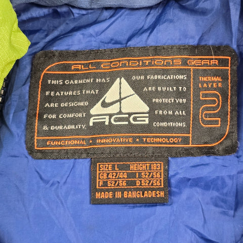Nike ACG Y2K Down Puffer Jacket Neon Green Men's Large