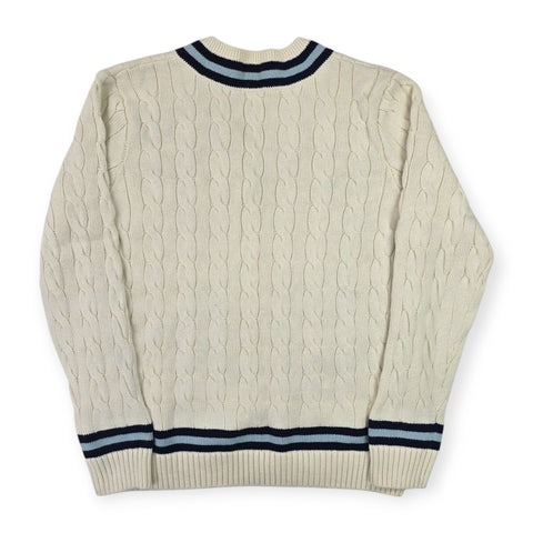 Polo Ralph Lauren Cable Knit Cricket Jumper White Men's Large