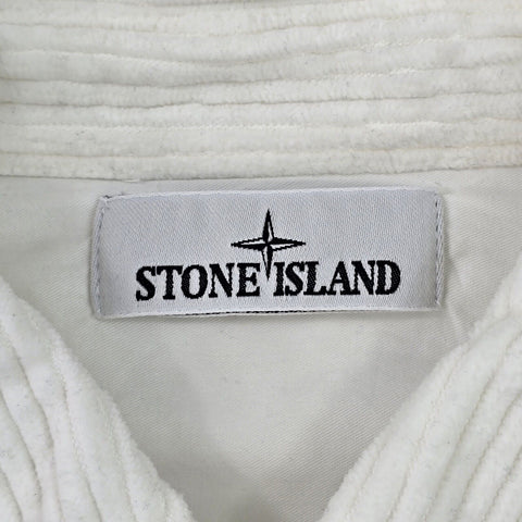 Stone Island 2022 Corduroy Spellout Overshirt White Men's XXL