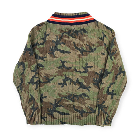 Polo Ralph Lauren Tiger Cable Knit Camouflage Cricket Jumper Men's Large