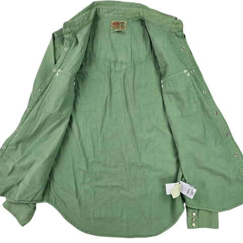 RRL Ralph Lauren Western Aztec Snap Pearl Shirt Green Men's Small