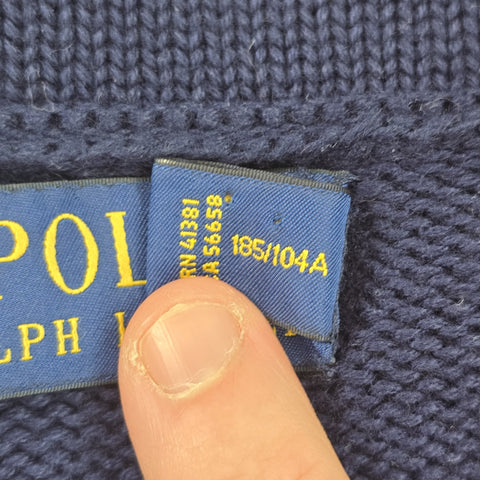 Polo Ralph Lauren Letterman Varsity Patch Knitted Cardigan Blue Men's XL