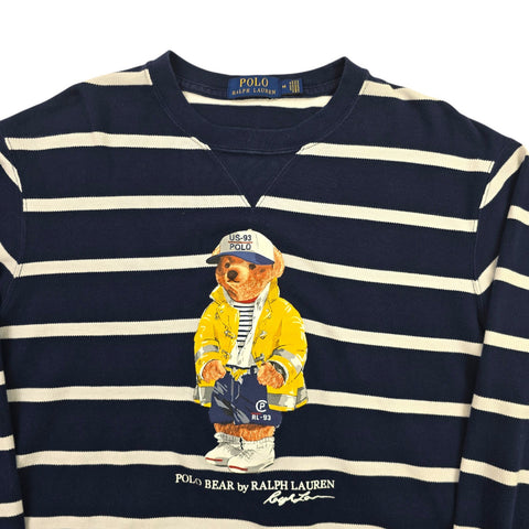 Polo Ralph Lauren Bear Spellout Striped Sweatshirt Men's Medium