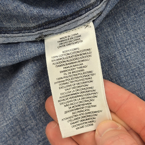 Polo Ralph Lauren Cross Flags Spellout Denim Bomber Jacket Blue Men's XL