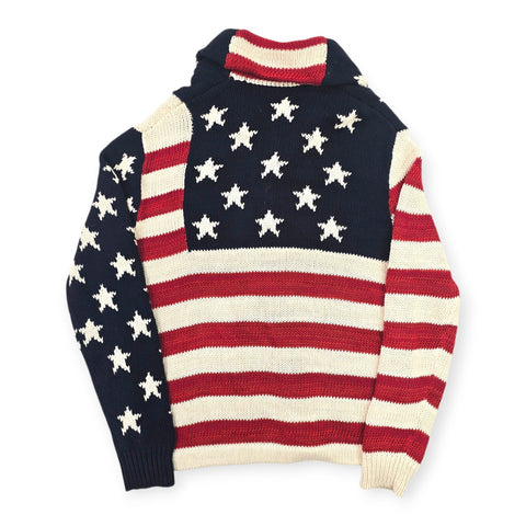 Polo Ralph Lauren USA Flag Shawl Knitted Cardigan Men's Medium