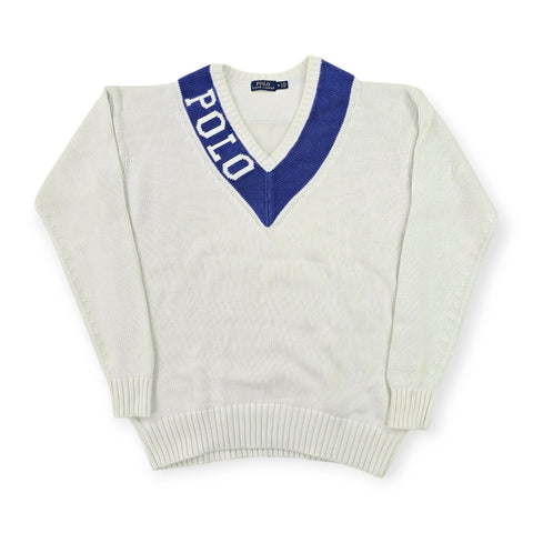 Polo Ralph Lauren Spellout Cricket Knitted Jumper White Men's Medium