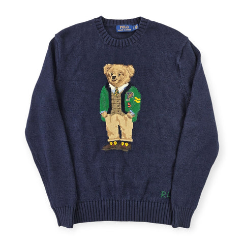Polo Ralph Lauren Bear Knitted Jumper Blue Men's Small