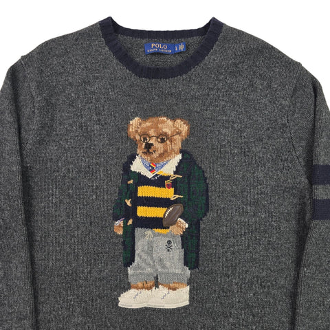 Polo Ralph Lauren Bear Knitted Jumper Grey Men's Large