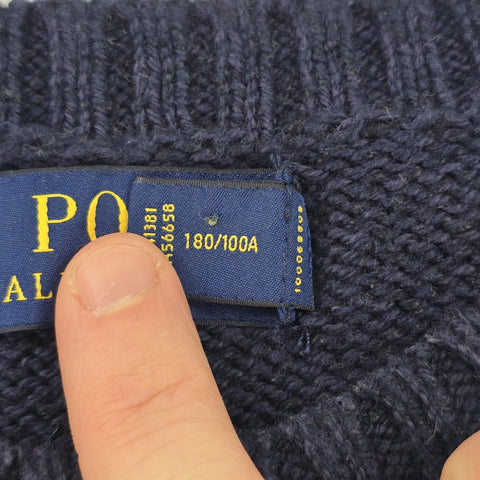 Polo Ralph Lauren Bear Knitted Jumper Blue Men's Large