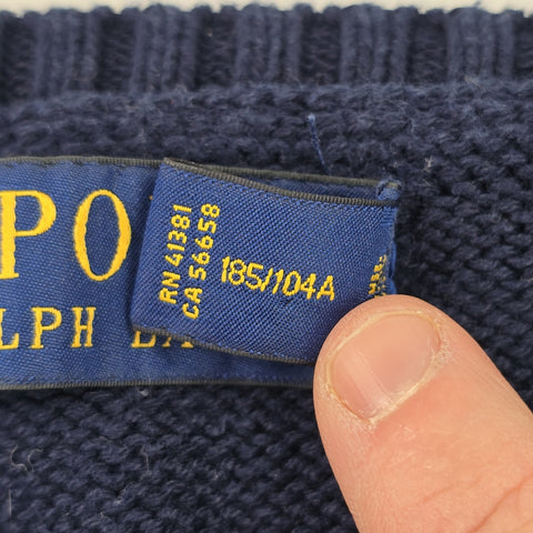 Polo Ralph Lauren Spellout Logo Knitted Jumper Blue Men's XL