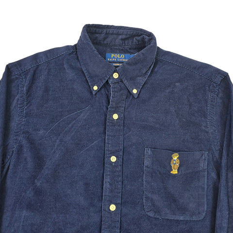 Polo Ralph Lauren Bear Corduroy Long Sleeve Shirt Blue Men's Medium