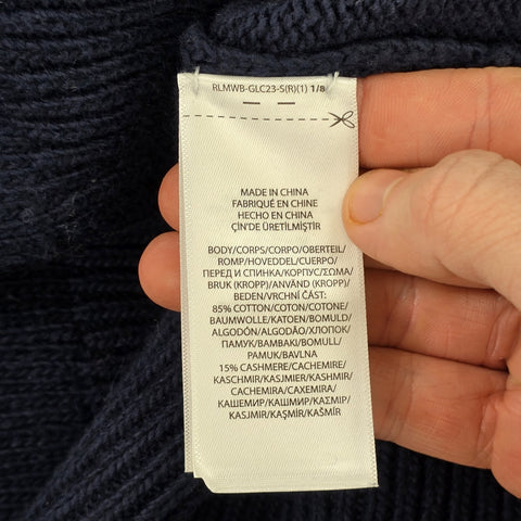 Polo Ralph Lauren Spellout Cable Knit Cricket Jumper Blue Men's Small
