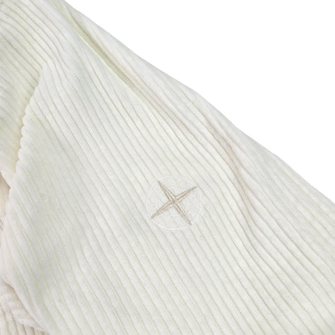 Stone Island 2019 Corduroy Compass Logo Overshirt White Men's Medium