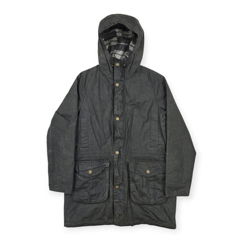Barbour Pendle Waxed Parka Quilt Lined Jacket Grey Men's Medium