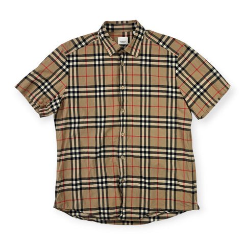 Burberry Caxton Poplin Nova Check Short Sleeve Shirt Men's Large