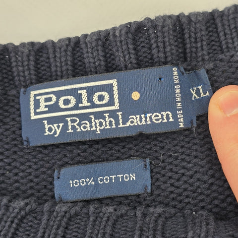 Polo Ralph Lauren Vintage USA Flag Knitted Jumper Blue Men's XL